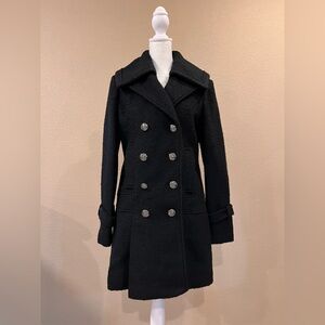 Guess Women’s Size Medium Black Double-Breasted Pea Coat